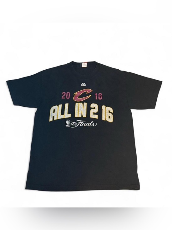 Majestic Other - Majestic NBA Logo Tag Tee - NBA finals Black with Red and Blue Label